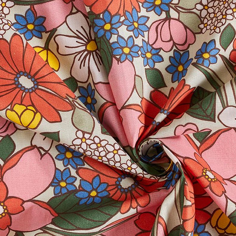 Tissu en coton Cretonne Fleurs en pop-art – pistache/vieux rose,  image number 3