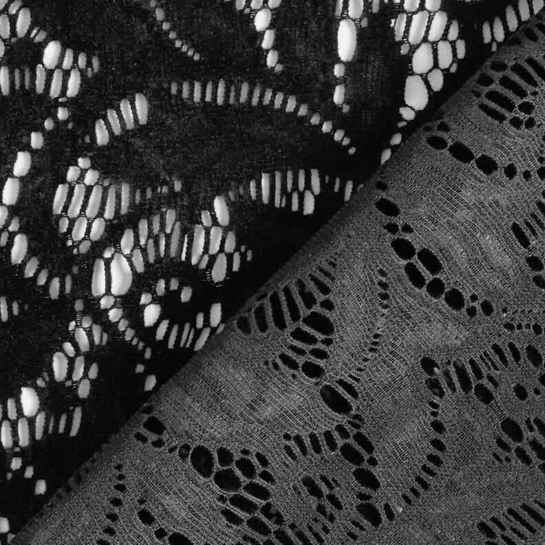 Dentelle fleurs floquées – noir,  image number 5