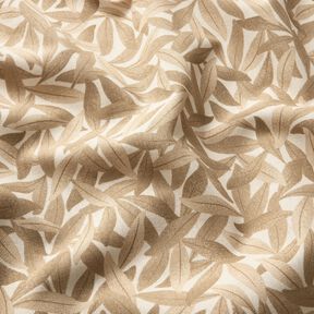 Tissu de décoration Semi-panama Mer de feuilles – écru/marron clair, 