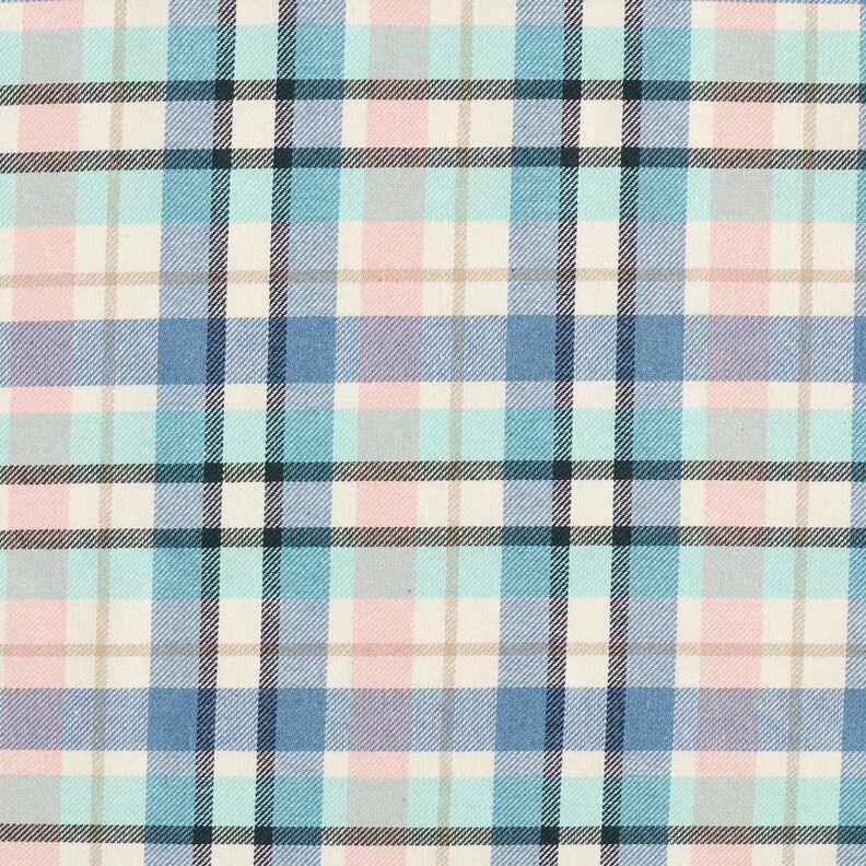 Coton mélangé Sergé à carreaux – bleu brillant/rose clair,  image number 1