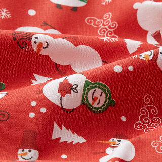 Tissu en coton Cretonne Bonhommes de neige – rouge/blanc, 