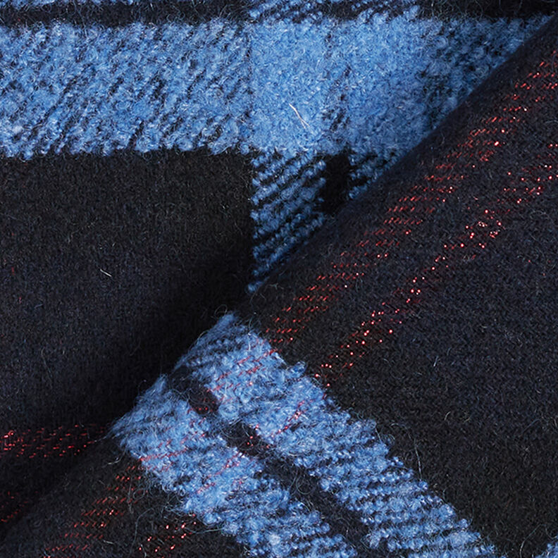 Tissu pour manteau Loops Carreaux – noir/bleu, image number 4