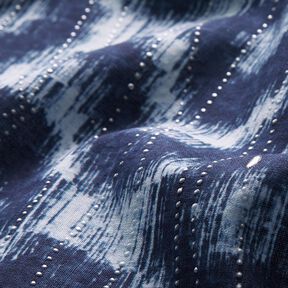 Popeline coton Losanges & gouttes scintillantes – indigo/blanc, 