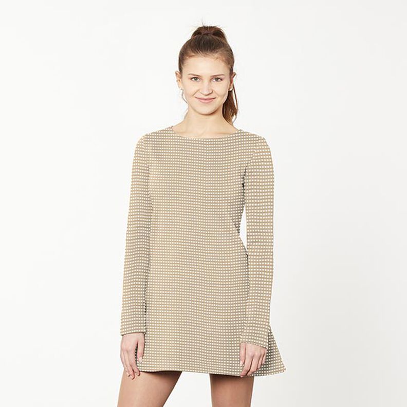 Jersey jacquard en viscose Petites boîtes – beige/blanc, image number 6