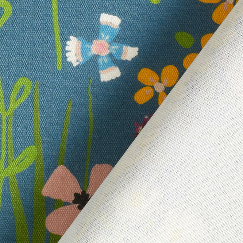 Tissu d'extérieur Canvas oiseaux et fleurs – bleu acier,  image number 4