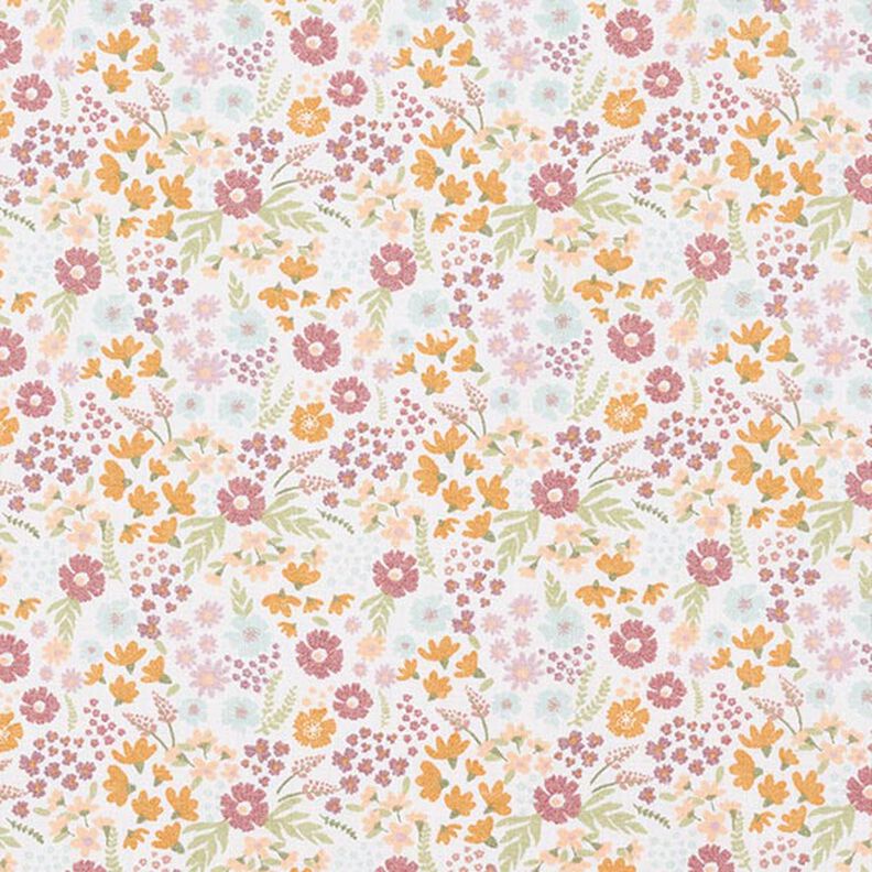 Popeline de coton bio Jolies fleurs – blanc/jaune, image number 1