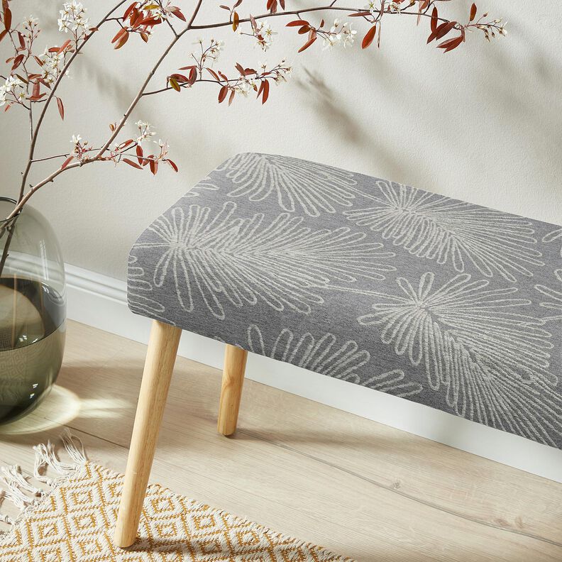Tissu de décoration Jacquard Contours de feuilles – gris, image number 6