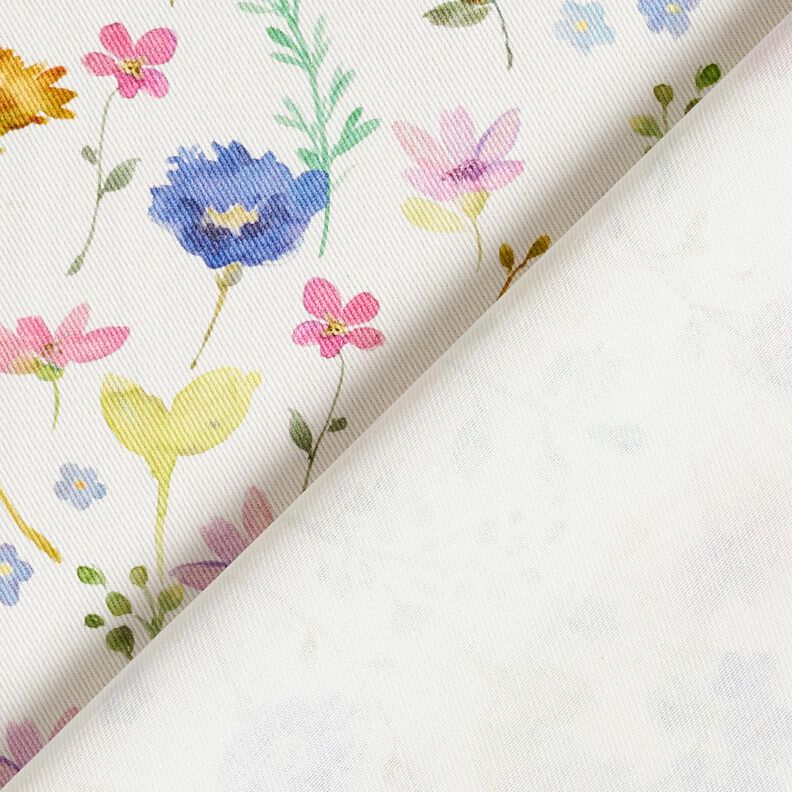 Tissu de décoration Sergé coton fleurs des champs – ivoire/lilas bleu, image number 4