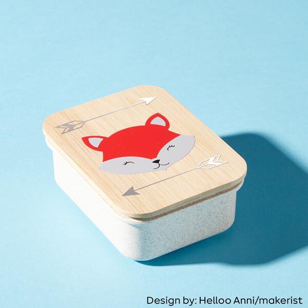 Boîte à collation en plastique bio avec couvercle en bois, image number 3