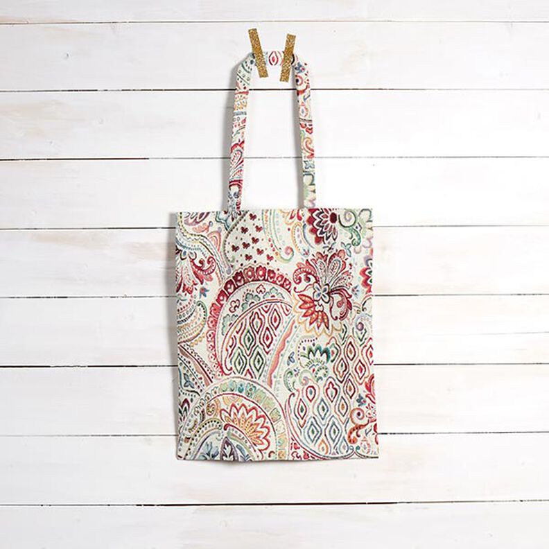 Tissu décoratif Gobelin Paisley coloré – écru,  image number 8