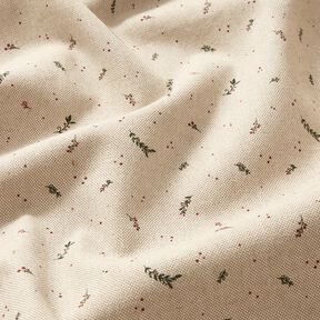 Tissu de décoration Semi-panama petites baies d'hiver – nature/carmin, 