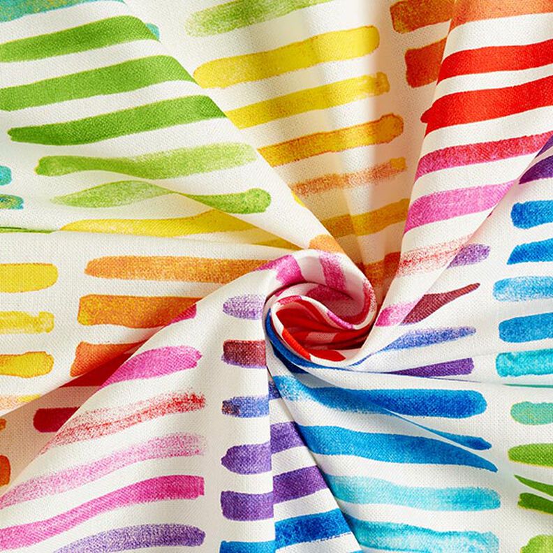 Tissu de décoration Semi-panama rayures arc-en-ciel – blanc, image number 3