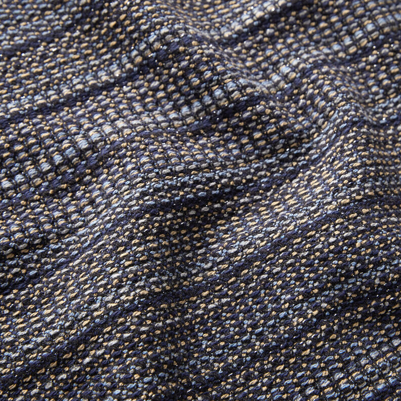 Tissu pour manteau Fil scintillant texturé – bleu nuit/dune,  image number 2