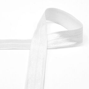 Biais élastique (pré-plié) brillant [20 mm] – blanc, 