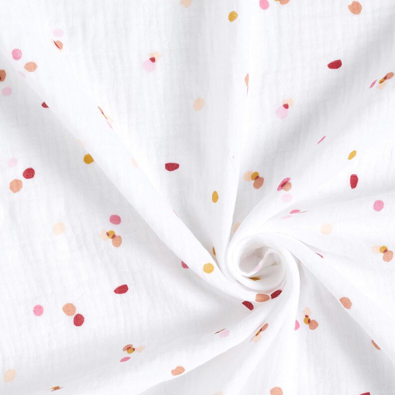 Tissu double gaze de coton Pois colorés – blanc,  image number 3