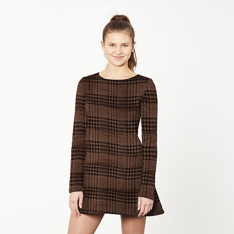 Jersey velours Prince de Galles – brun-marron/noir, image number 5