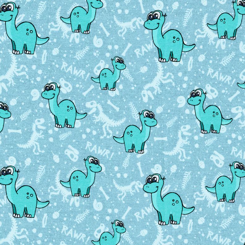 Jersey coton Dinosaures et fossiles | Glitzerpüppi – bleu clair/menthe poivrée,  image number 1