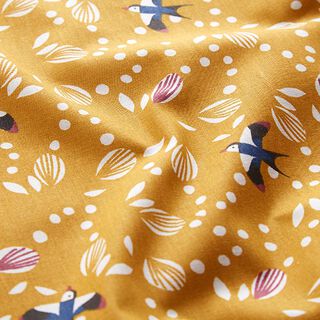 Tissu en coton Cretonne Hirondelles – moutarde, 