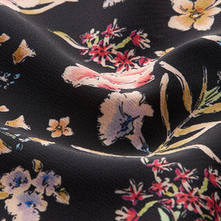 Tissu de crêpe Mélange floral – noir, 