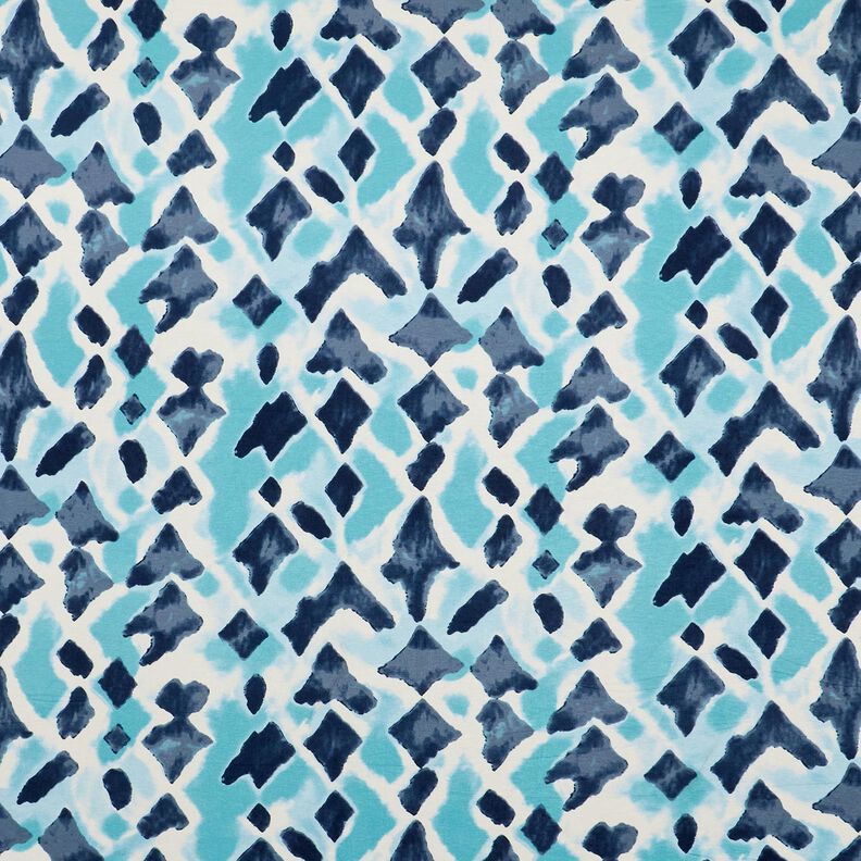 Jersey viscose Ikat-Muster – bleu ciel/bleu nuit,  image number 1