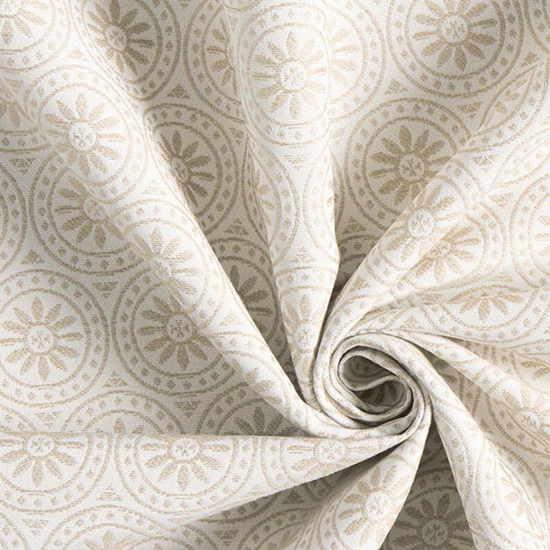 Tissu d'extérieur Jacquard Ornements cercle – beige/écru,  image number 3