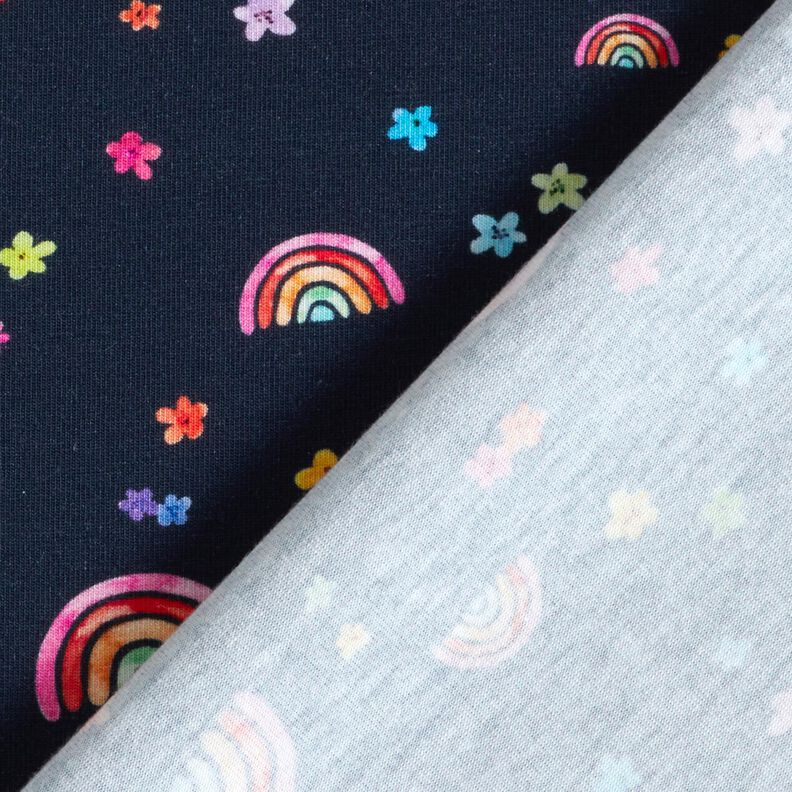 Jersey coton Fleurs colorées et arcs-en-ciel Impression numérique – bleu nuit/mélange de couleurs,  image number 4