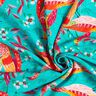 Beachwear tissu viscose paons et fleurs – bleu aqua/rose intense,  thumbnail number 3