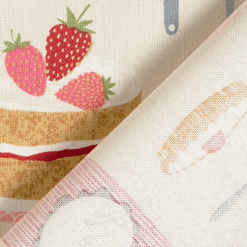 Tissu de décoration Semi-panama Gâteaux et tartelettes – beige clair/rose,  image number 4