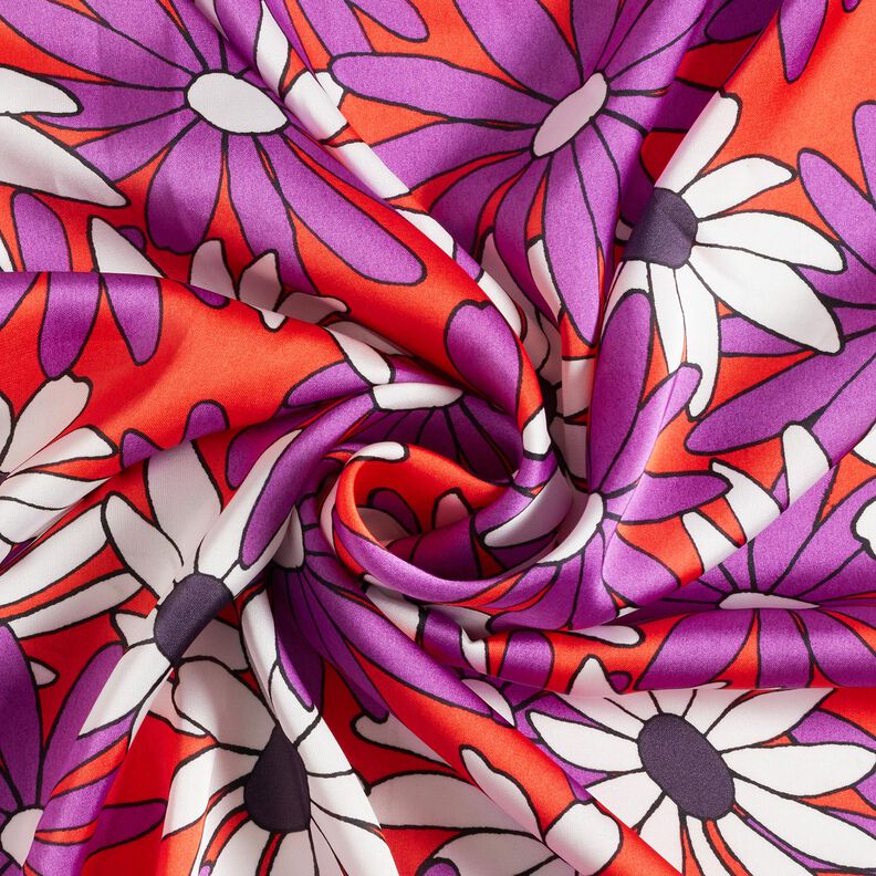 Satin Fleurs expressives – orange/lilas rouge,  image number 3