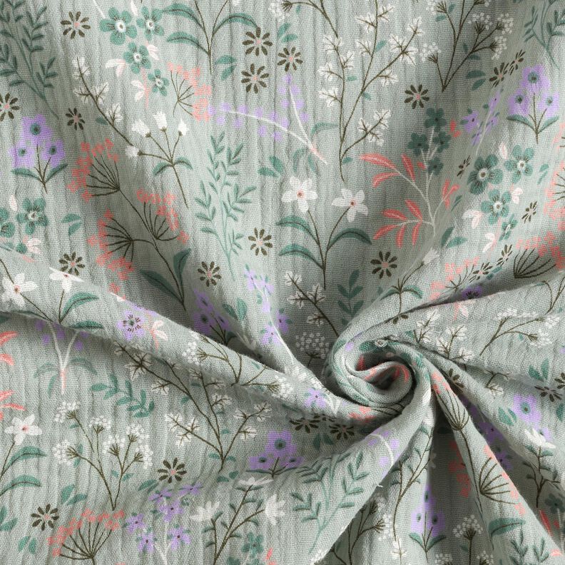 GOTS Tissu double gaze de coton Prairie fleurie de printemps | Poppy Fabrics – roseau,  image number 3