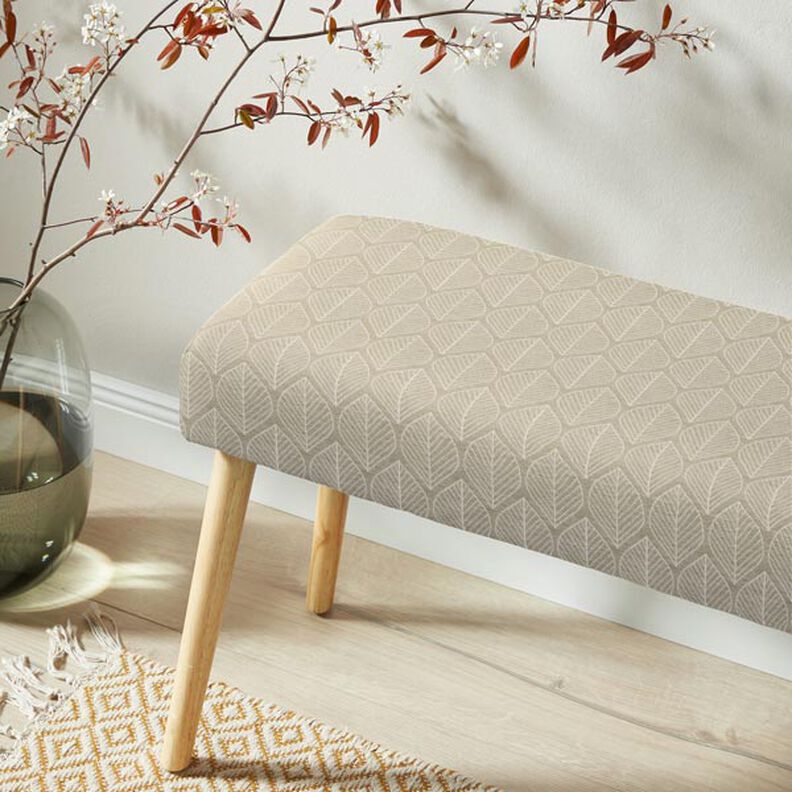 Tissu de décoration Jacquard Feuilles – beige,  image number 8