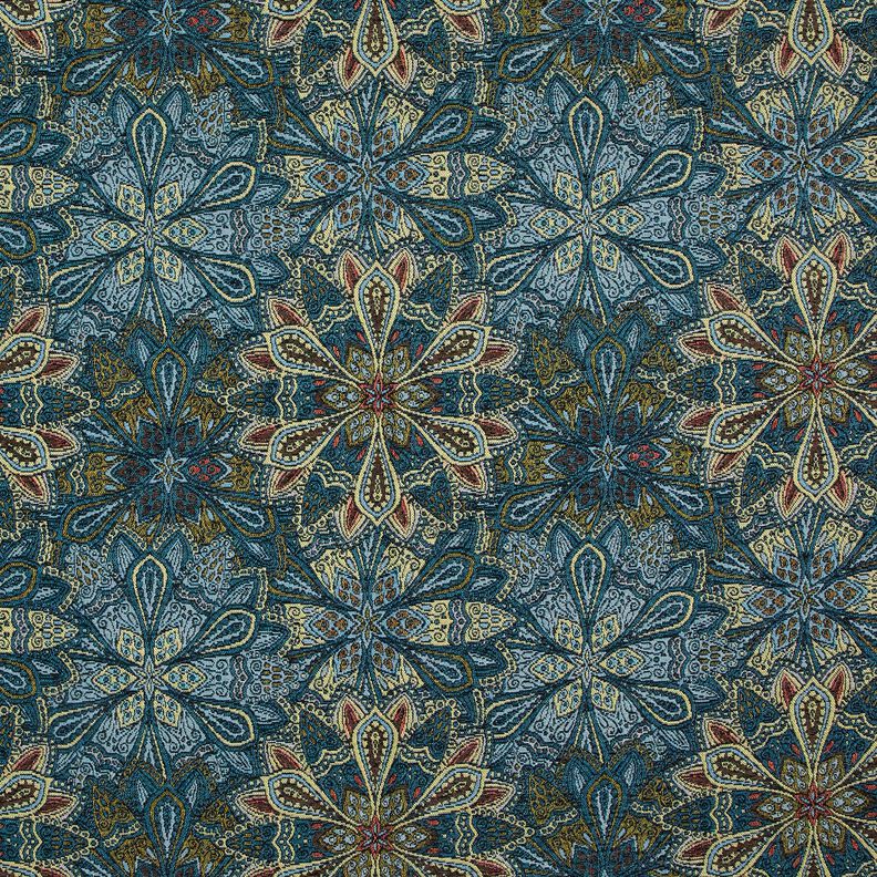 Tissu de décoration Gobelin Mandala Blumen – noir/bleu,  image number 1