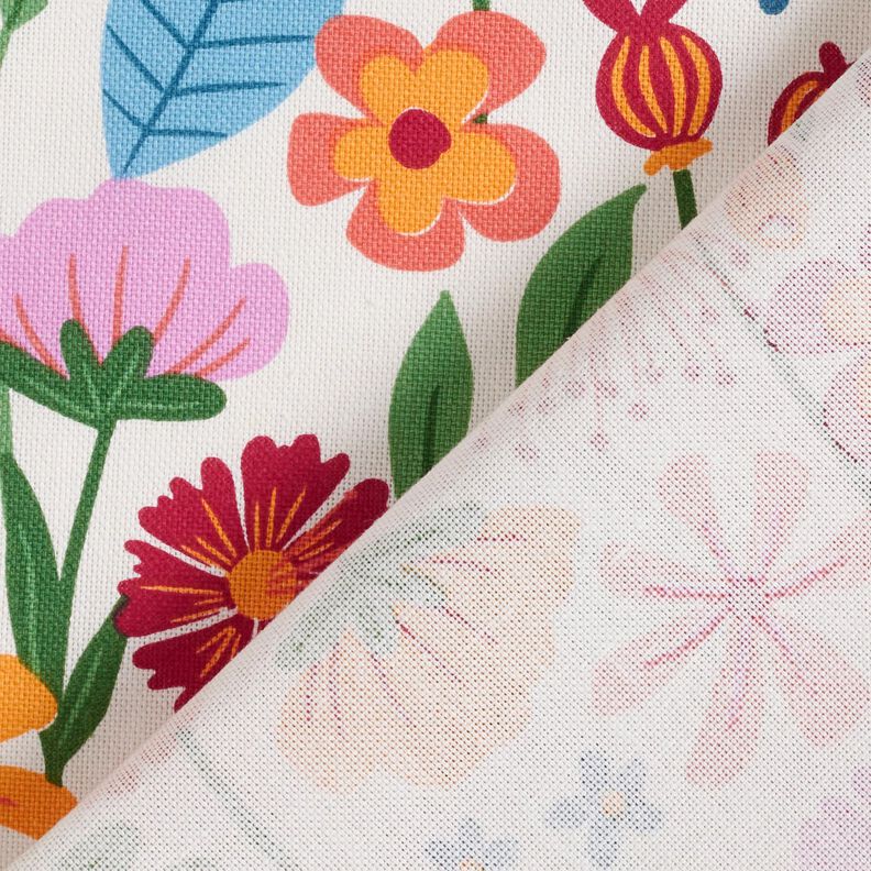 Tissu de décoration Semi-panama Fleurs multicolores – ivoire/violet pastel,  image number 4