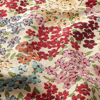 Tissu de décoration Gobelin Splendeur des fleurs – beige clair/rouge, 