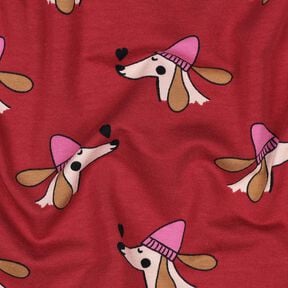 Sweat d’été Chien avec chapeau | Poppy Fabrics – rouge foncé/rose vif, 