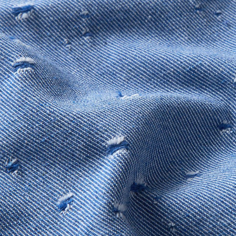 Denim de coton mélangé look destroy – bleu roi,  image number 2