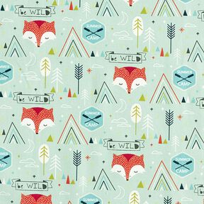 Tissu en coton Cretonne Be Wild Renard – vert pastel, 