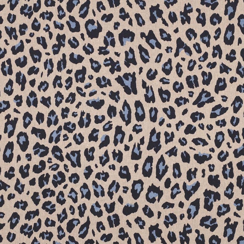 Mélange viscose lin Imprimé léopard | Poppy Fabrics – noix de cajou/bleu nuit,  image number 1