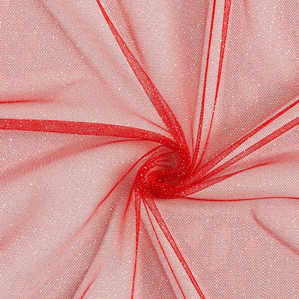 Tissu tulle scintillant – rouge/argent,  image number 1