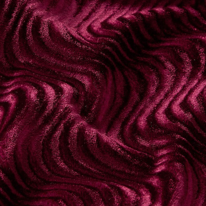 Velours stretch gaufré – rouge bordeaux,  image number 2
