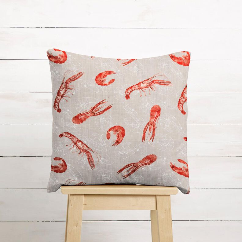 Tissu de décoration Panama Crabe homard – noix de cajou/rouge feu,  image number 7