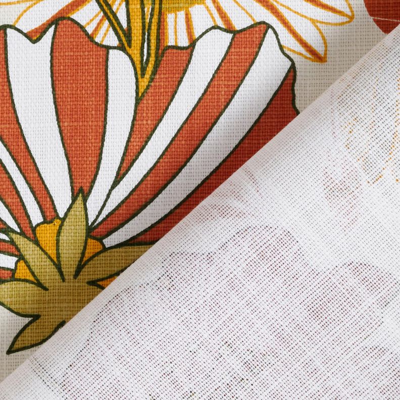 Tissu de décoration Panama Fleurs colorées – crème/terre cuite, image number 4