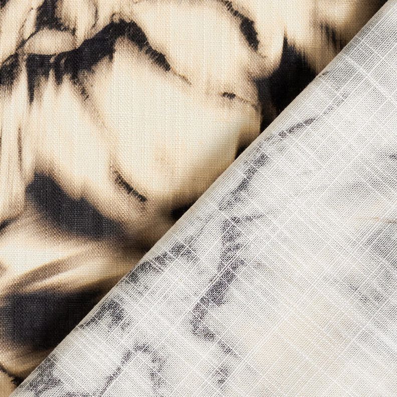 Mélange viscose lin Imprimé numérique fleurs délavées – beige clair/noir,  image number 4