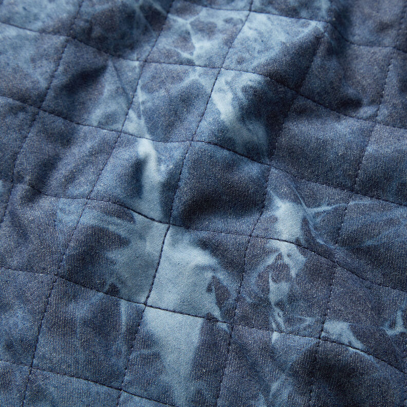 Tissu chambray matelassé en batik – bleu jean,  image number 2