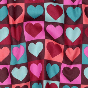 Popeline coton Tissu à carreaux avec cœurs | Poppy Fabrics – bordeaux, 