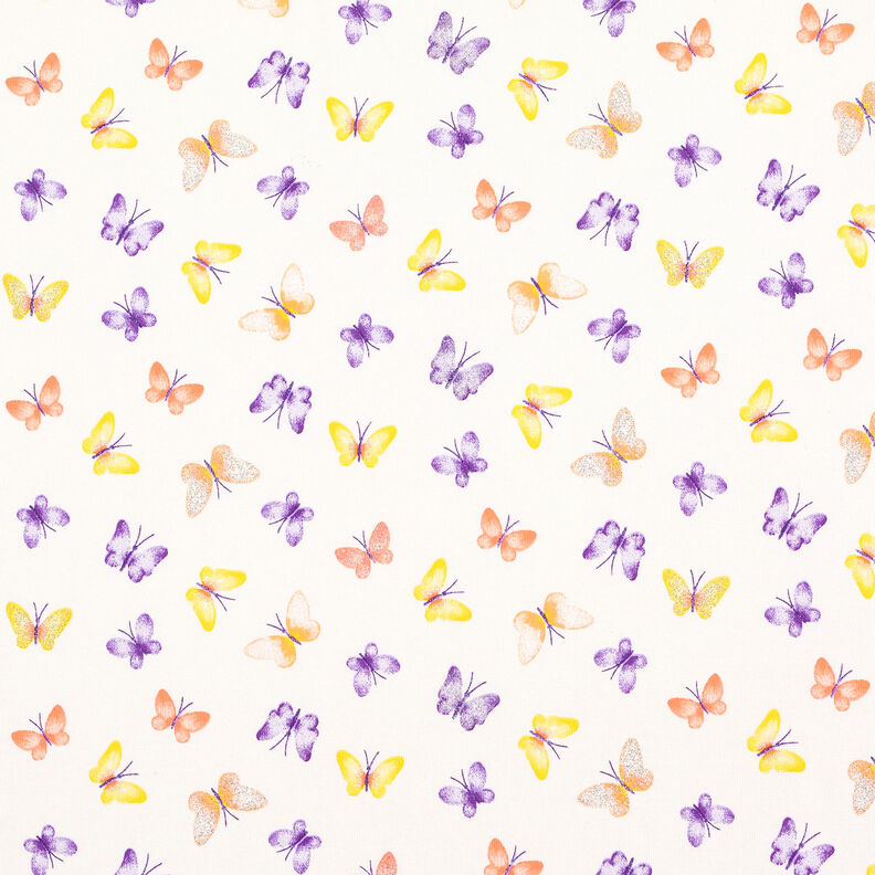 Jersey coton Papillons scintillants – écru/argent,  image number 1