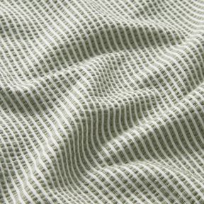 Jersey coton Seersucker Rayures fines – roseau/blanc, 