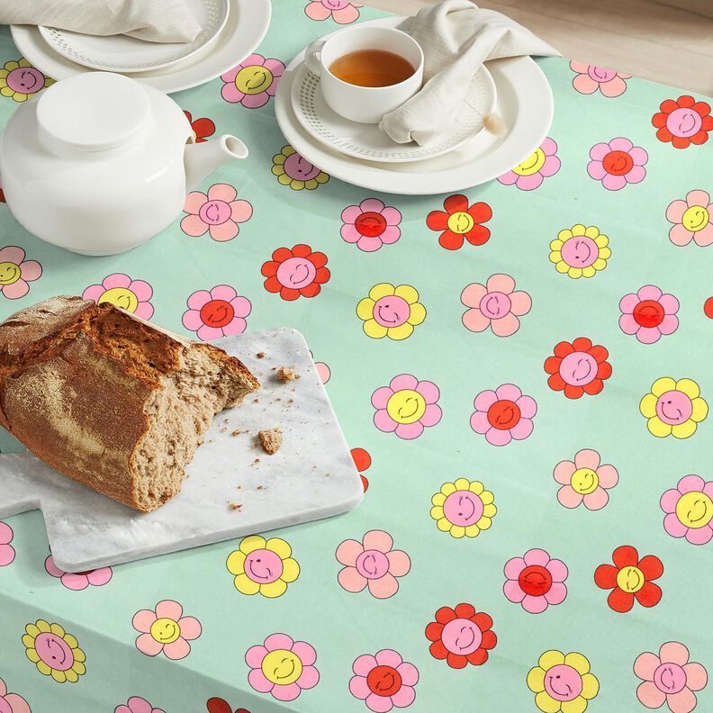 Coton enduit Fleurs joyeuses | Poppy Fabrics – menthe/jaune citron,  image number 8