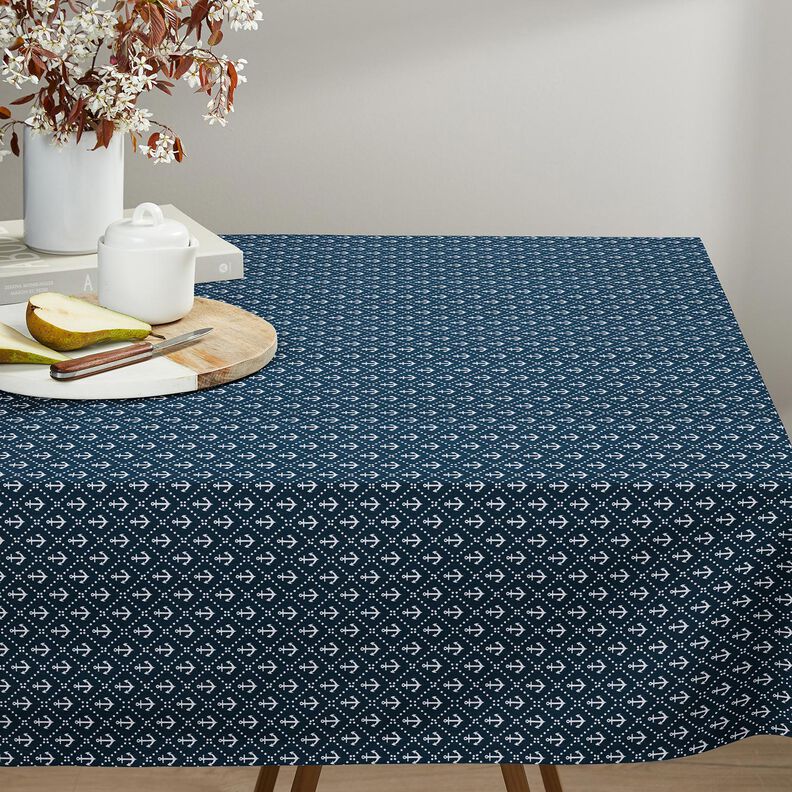 Tissu en coton Cretonne Ancre classique – bleu nuit/blanc, image number 6