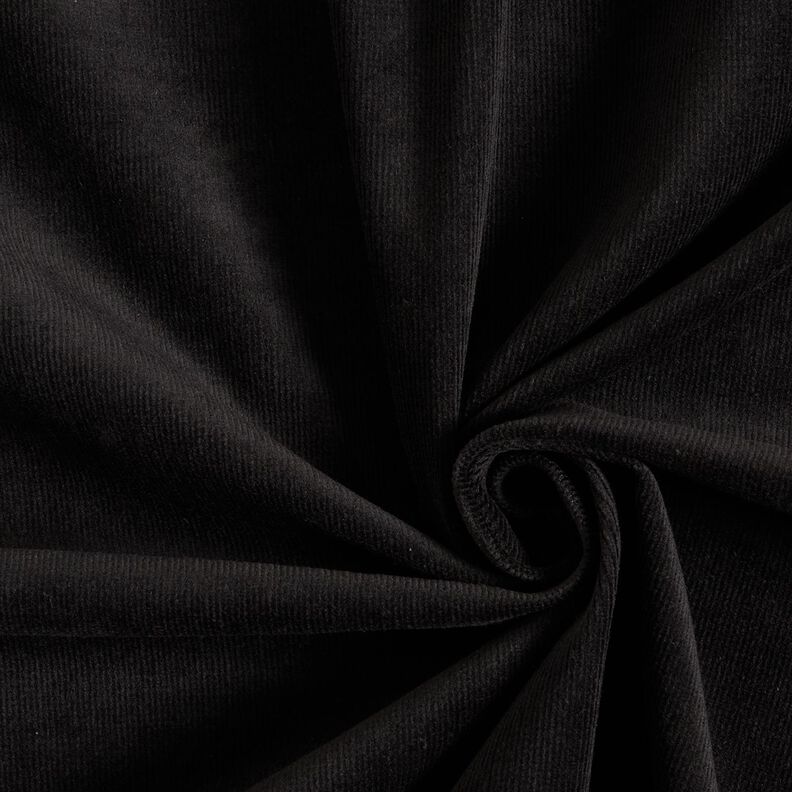 Velours à côtes fines stretch – noir,  image number 1